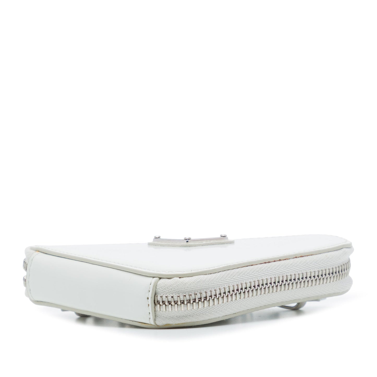 Prada Mini Brushed Leather Triangle Chain Pouch