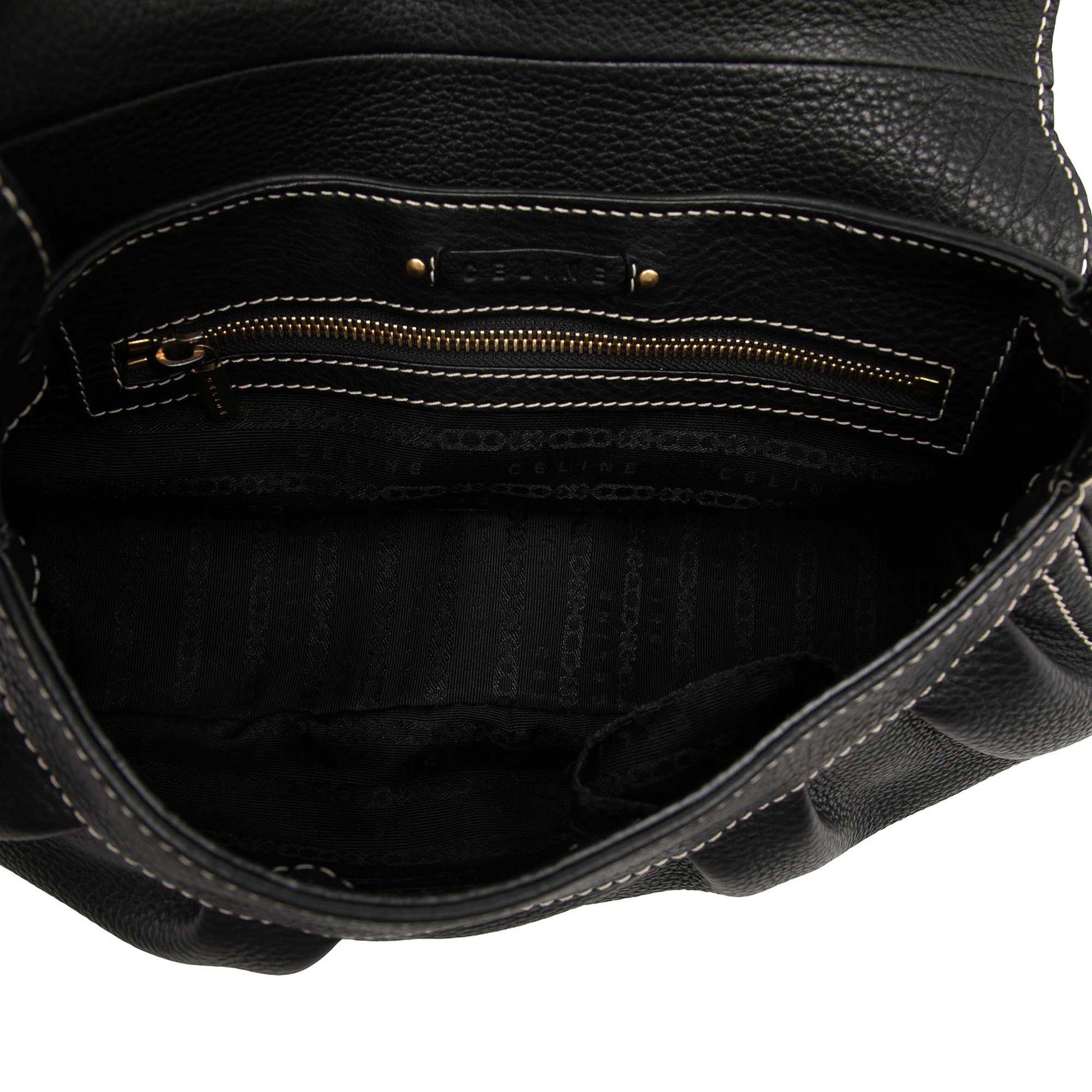 Celine Grained Leather Buckle Shoulder Bag