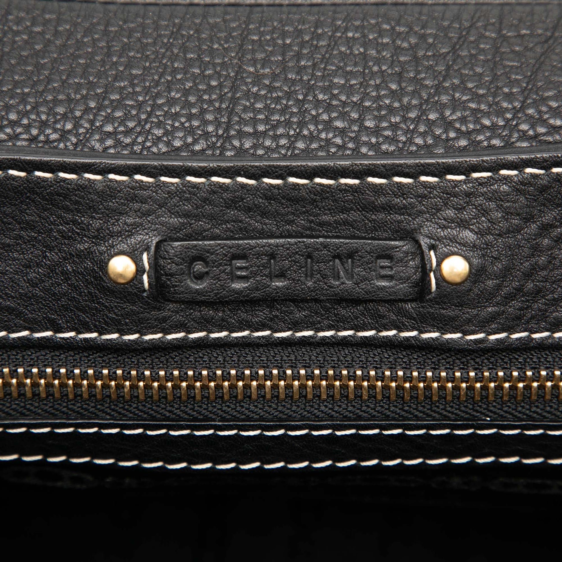 Celine Grained Leather Buckle Shoulder Bag