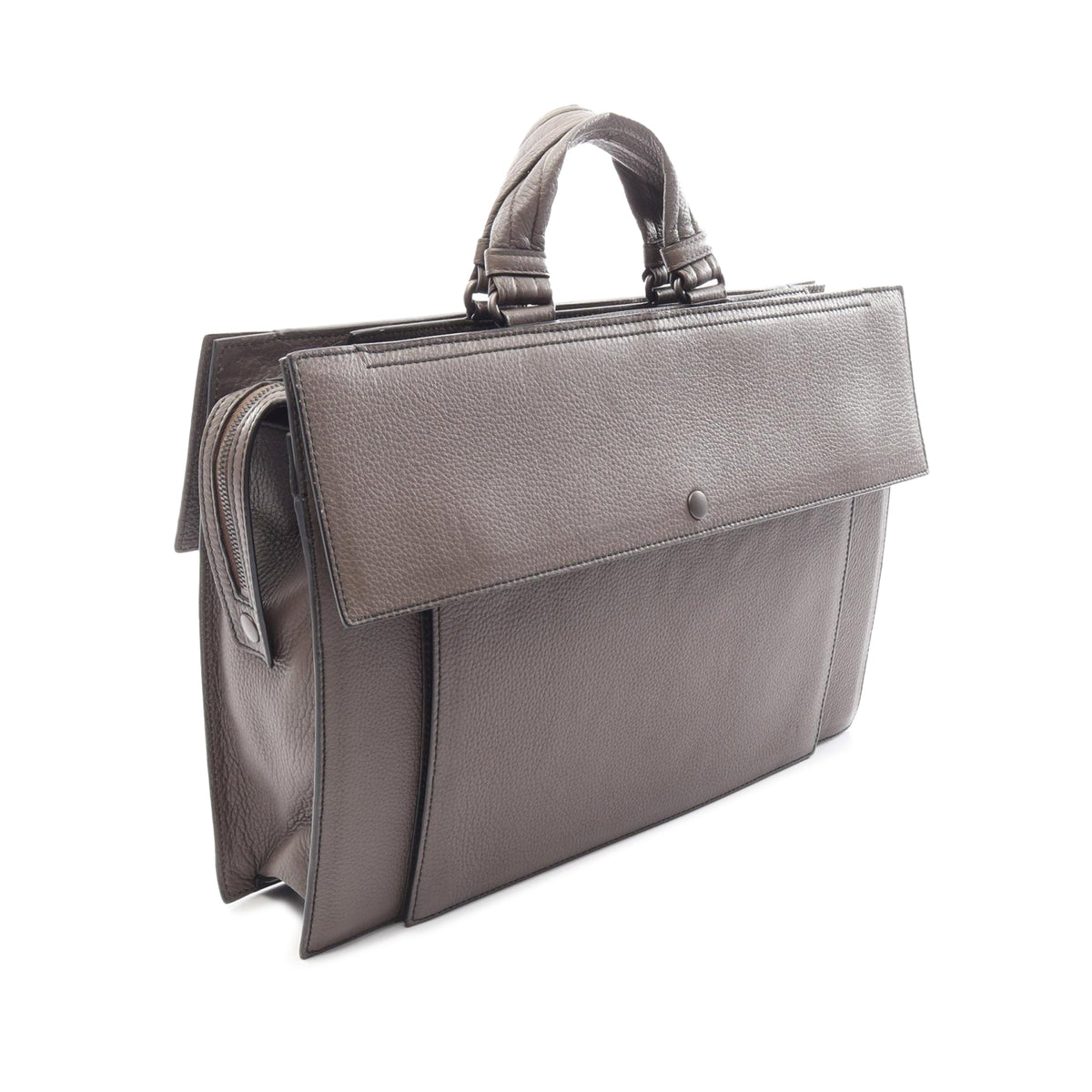 Bottega Veneta Leather Briefcase — Gray