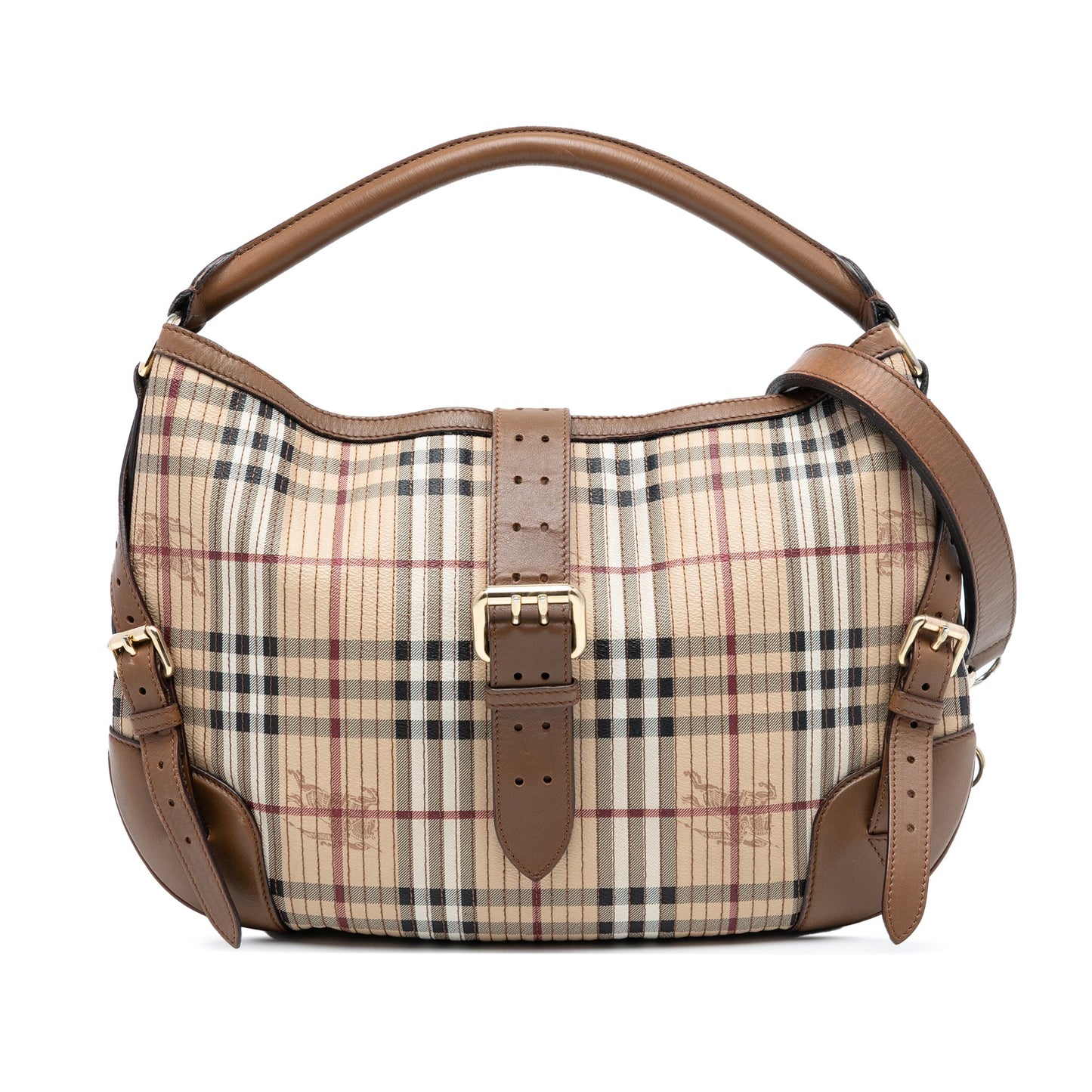 Burberry Haymarket Check Stitched Coated Canvas and Leather Dunloe Satchel