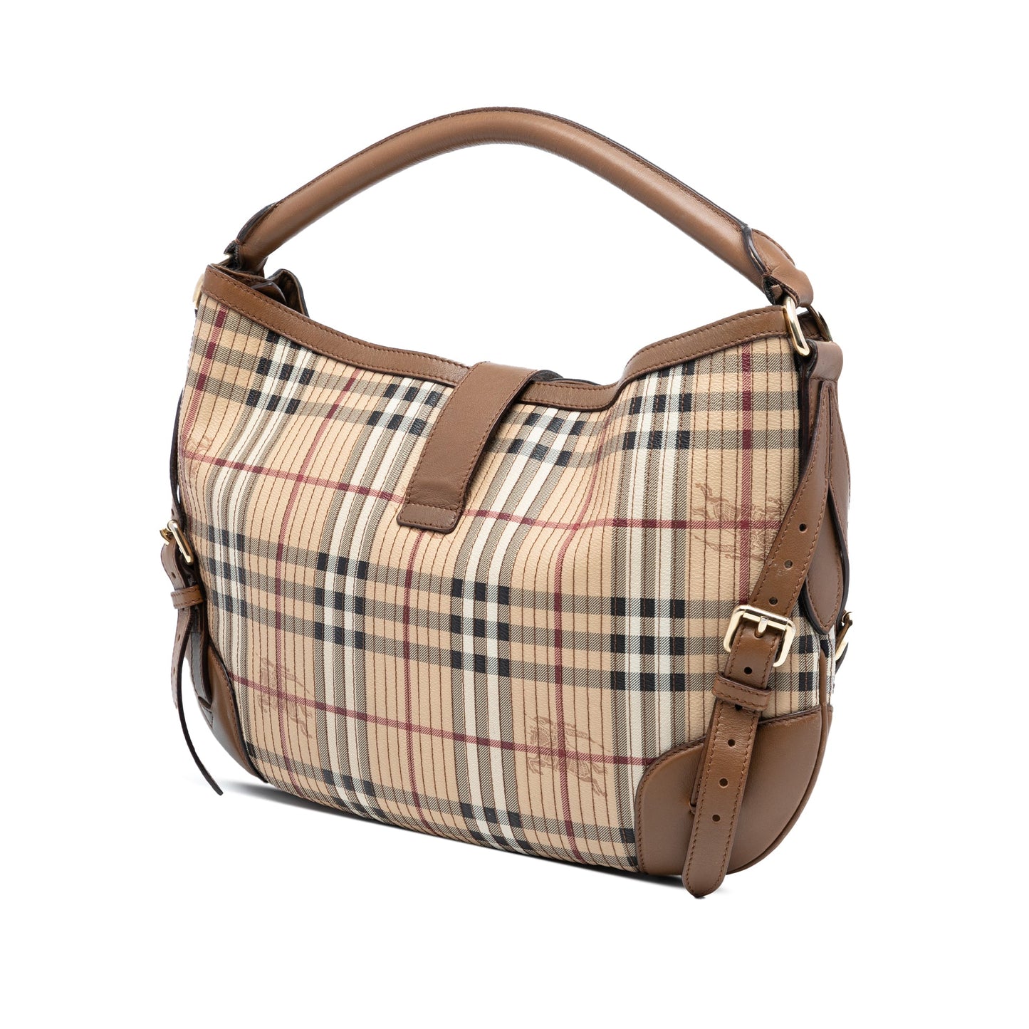 Burberry Haymarket Check Stitched Coated Canvas and Leather Dunloe Satchel