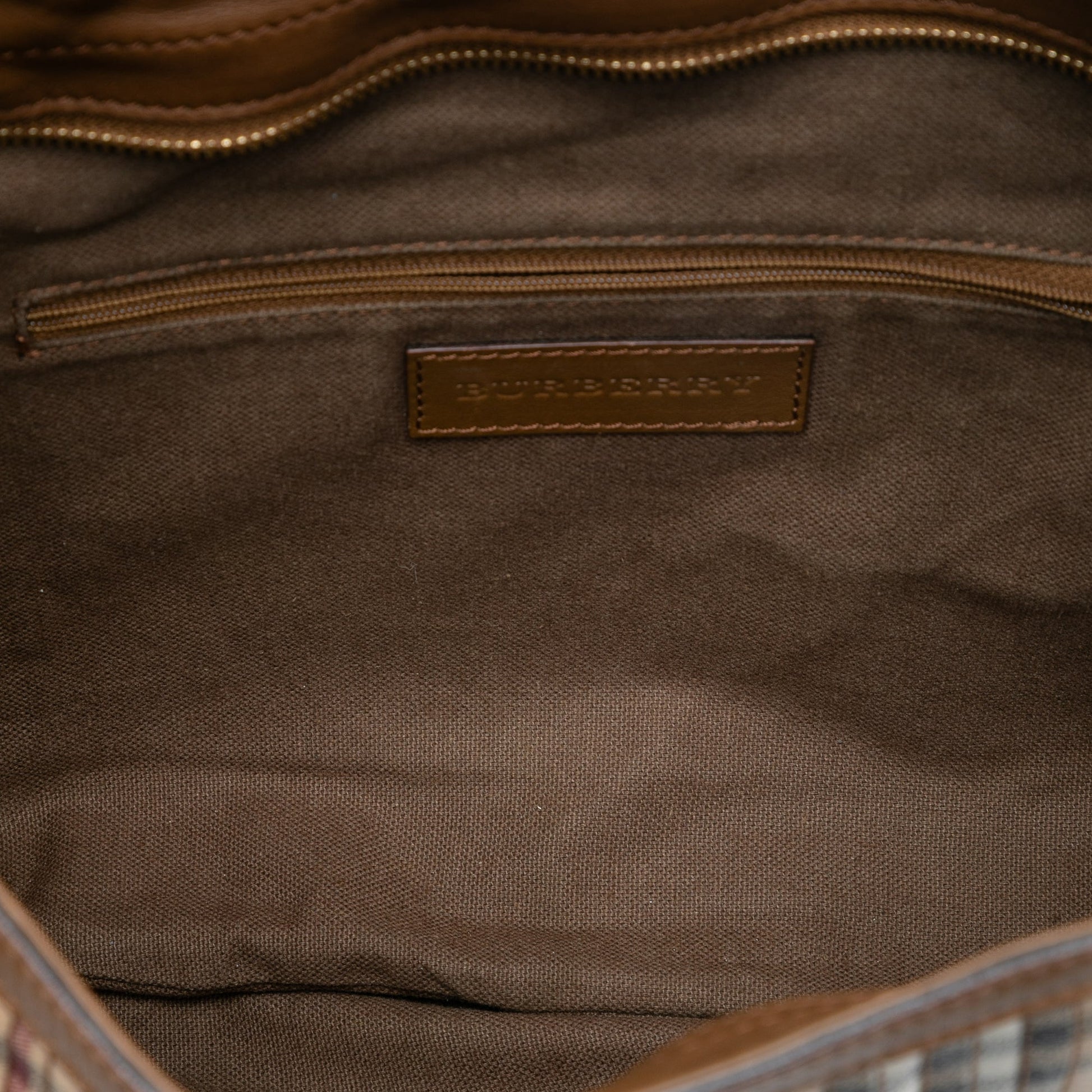 Burberry Haymarket Check Stitched Coated Canvas and Leather Dunloe Satchel