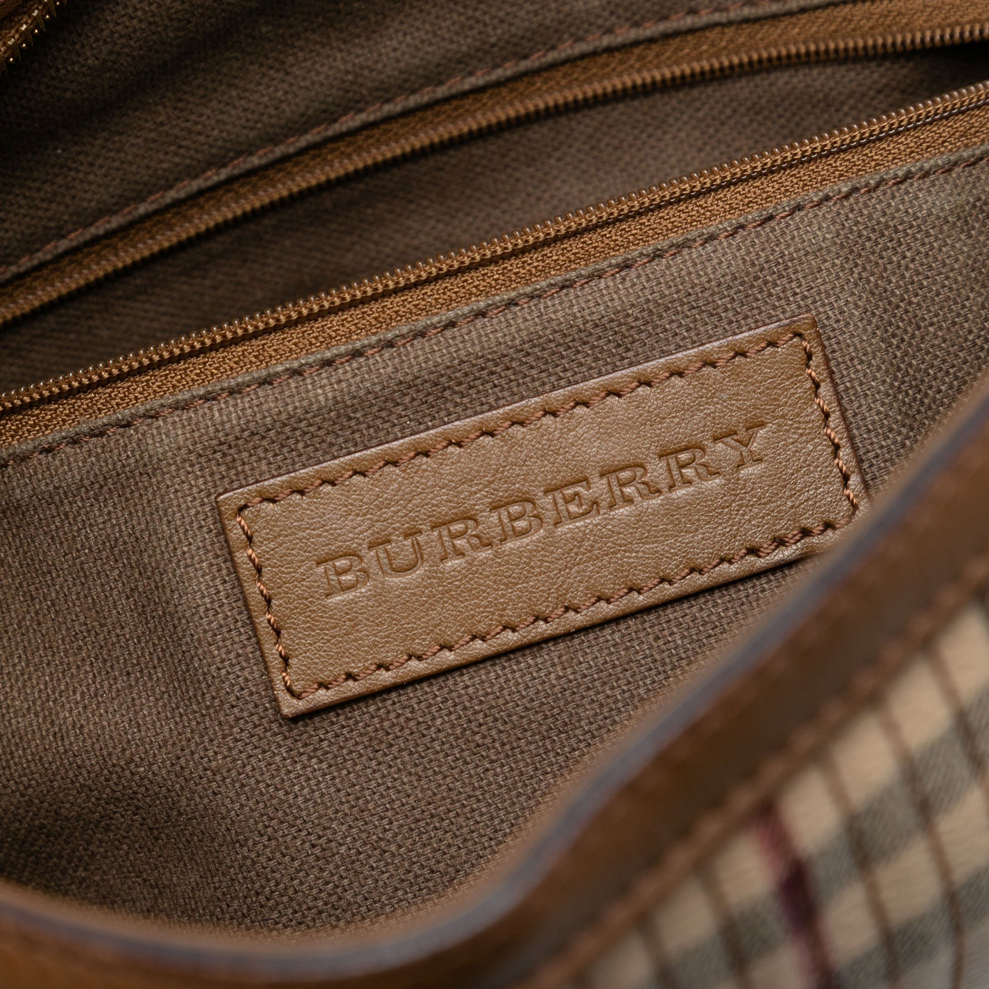 Burberry Haymarket Check Stitched Coated Canvas and Leather Dunloe Satchel