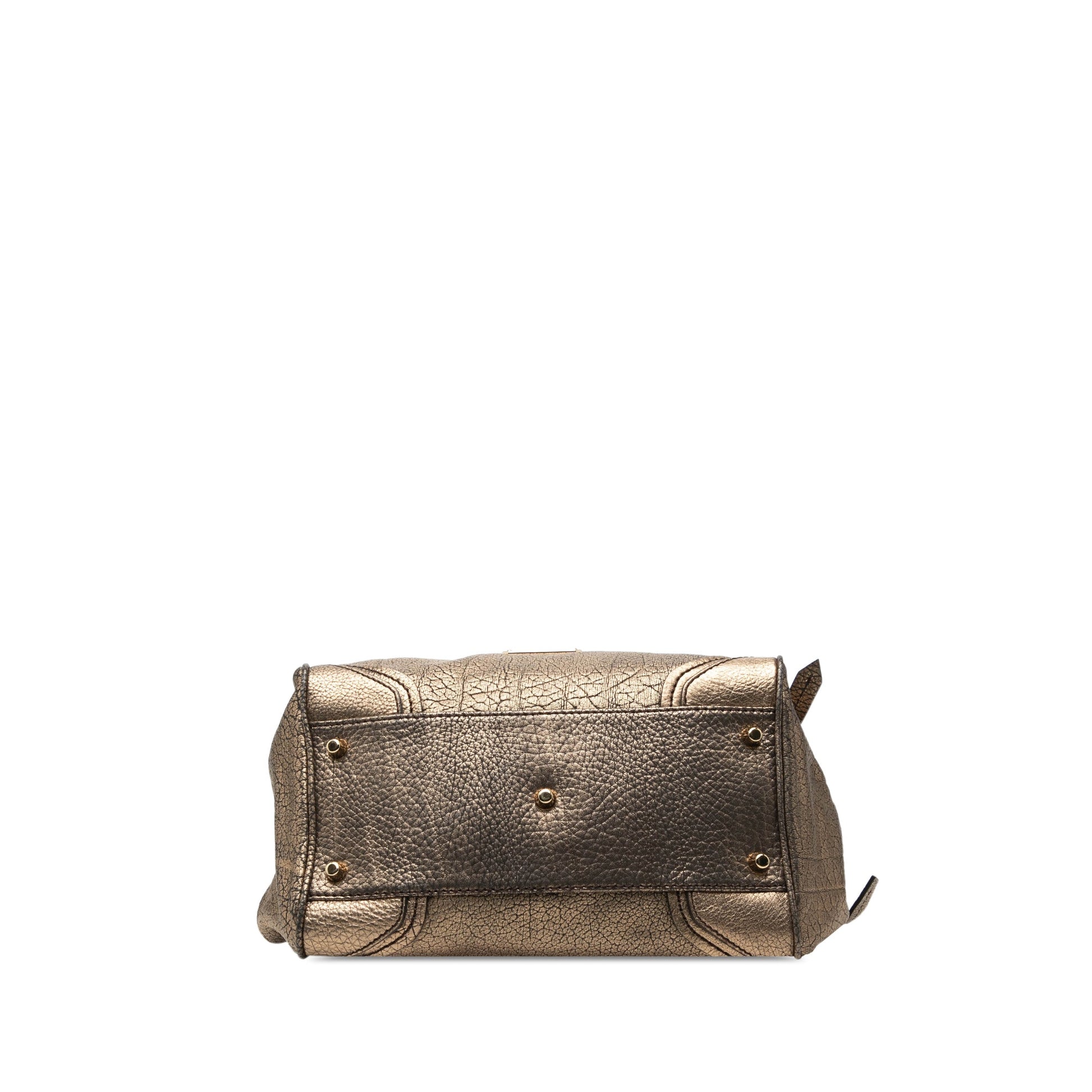 Burberry Small Metallic Grained Calfskin Saddle Stitch Canterbury Tassel Tote