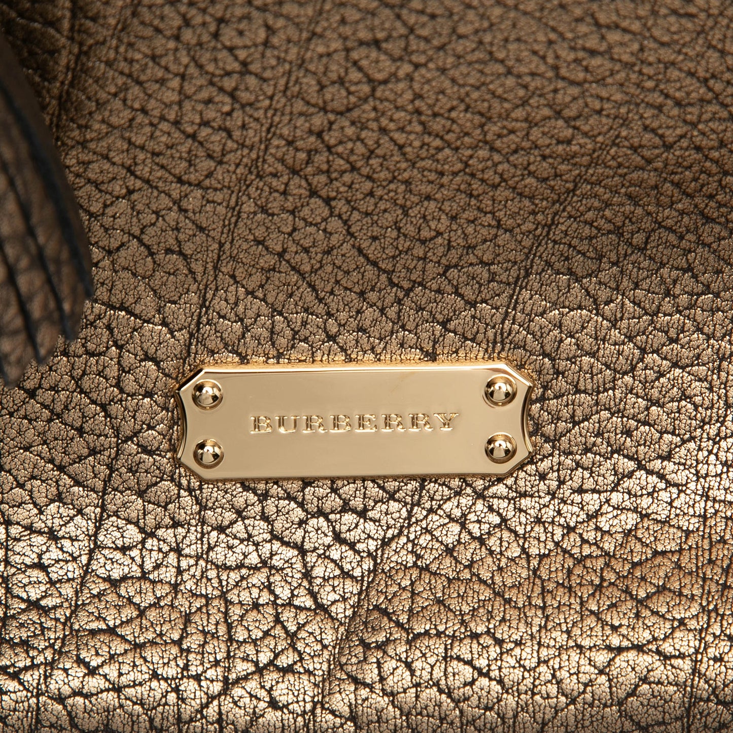 Burberry Small Metallic Grained Calfskin Saddle Stitch Canterbury Tassel Tote