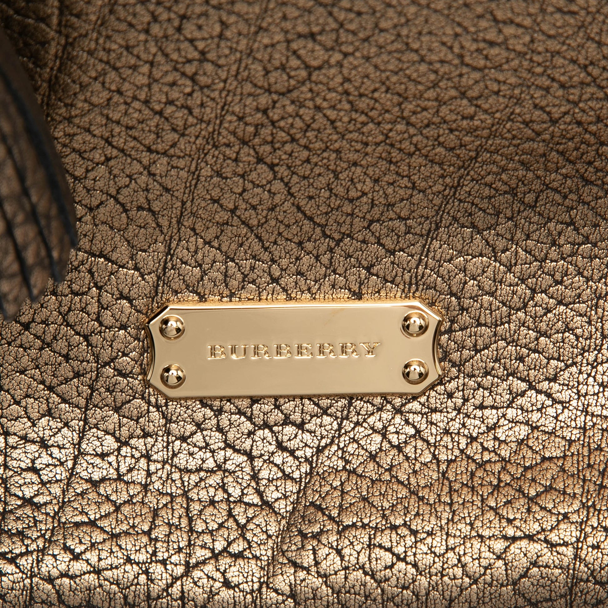 Burberry Small Metallic Grained Calfskin Saddle Stitch Canterbury Tassel Tote
