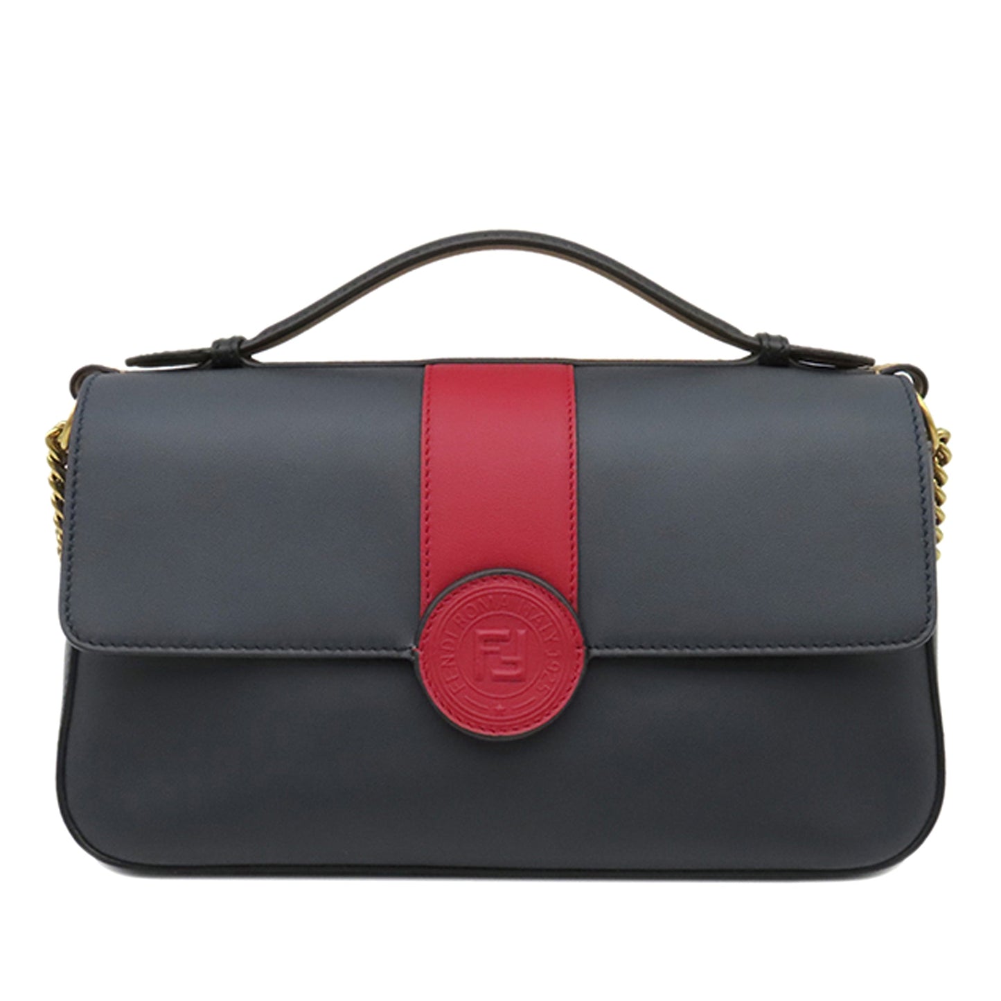 Fendi Bicolor Leather Double F Baguette Satchel