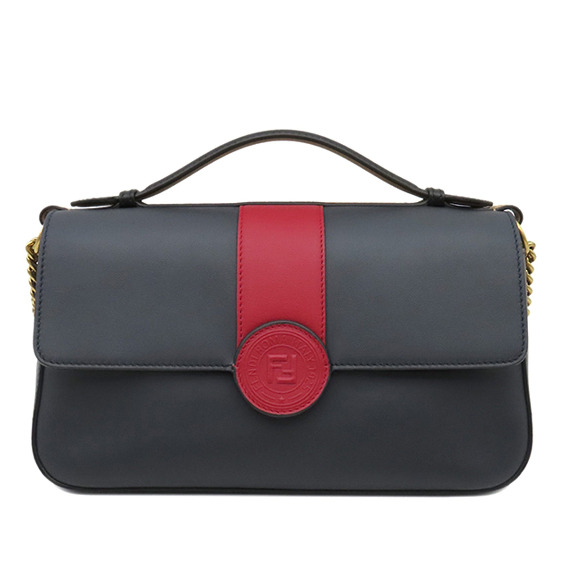 Fendi Bicolor Leather Double F Baguette Satchel