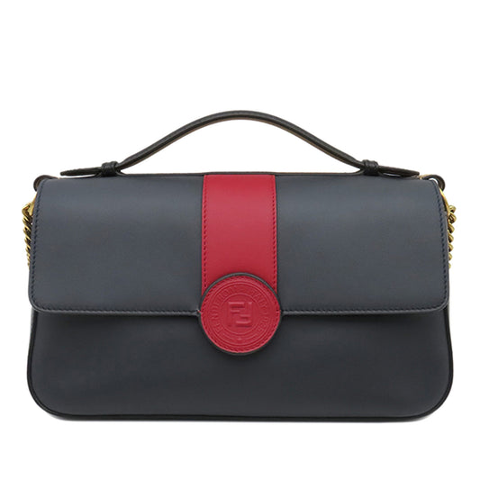 Fendi Bicolor Leather Double F Baguette Satchel