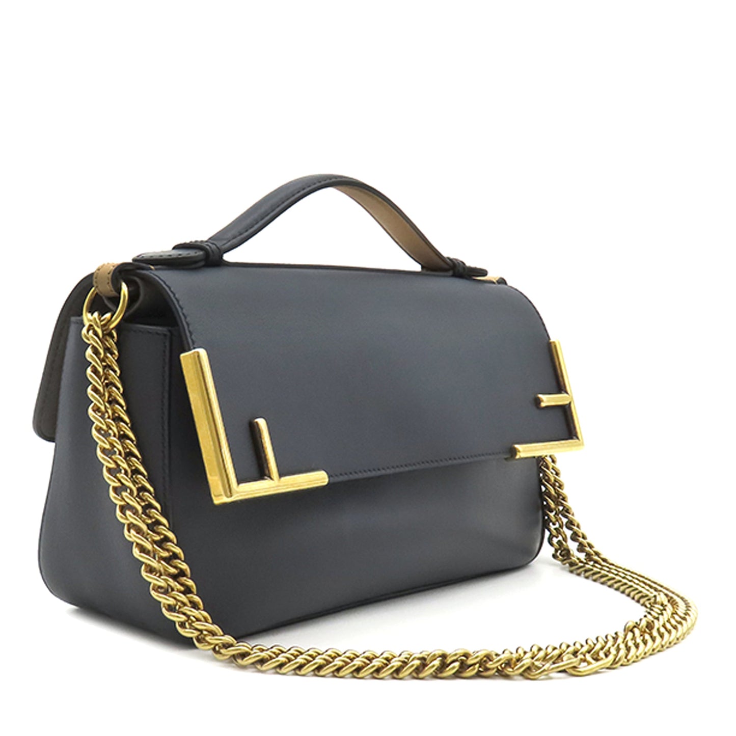 Fendi Bicolor Leather Double F Baguette Satchel