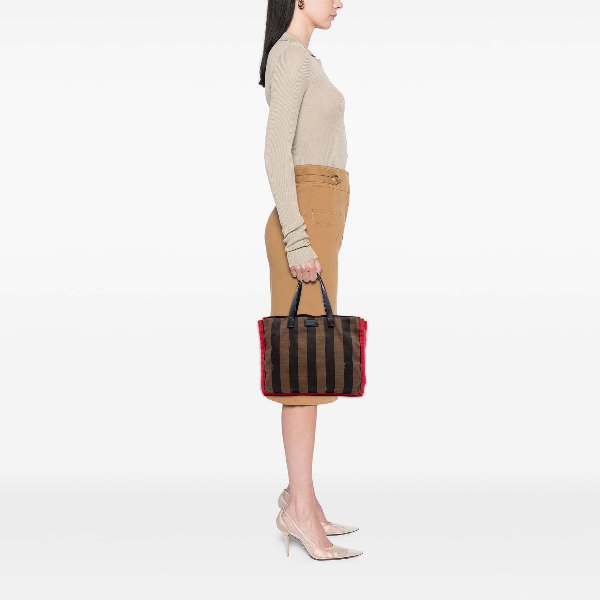 Fendi Pequin Canvas Simply Shopping Tote