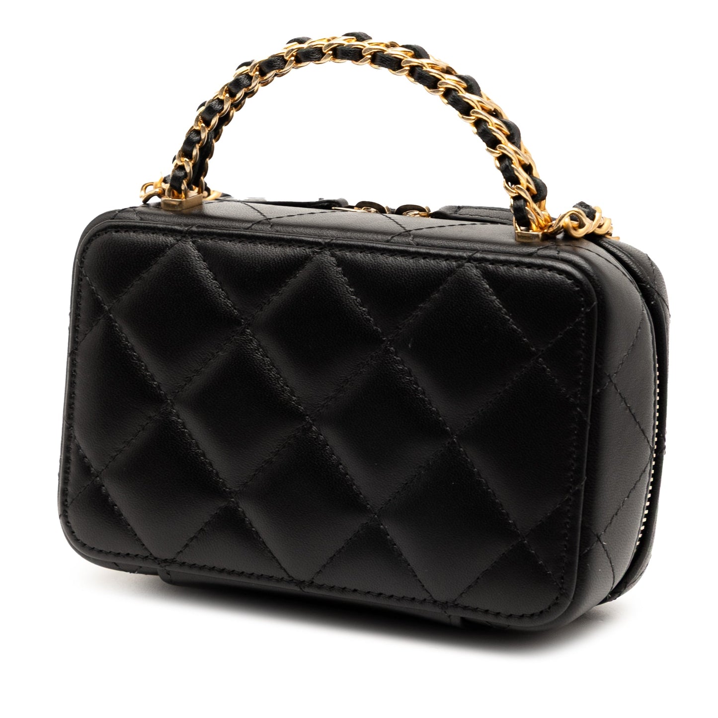 Chanel Mini CC Quilted Lambskin Chain Top Handle Vanity Case