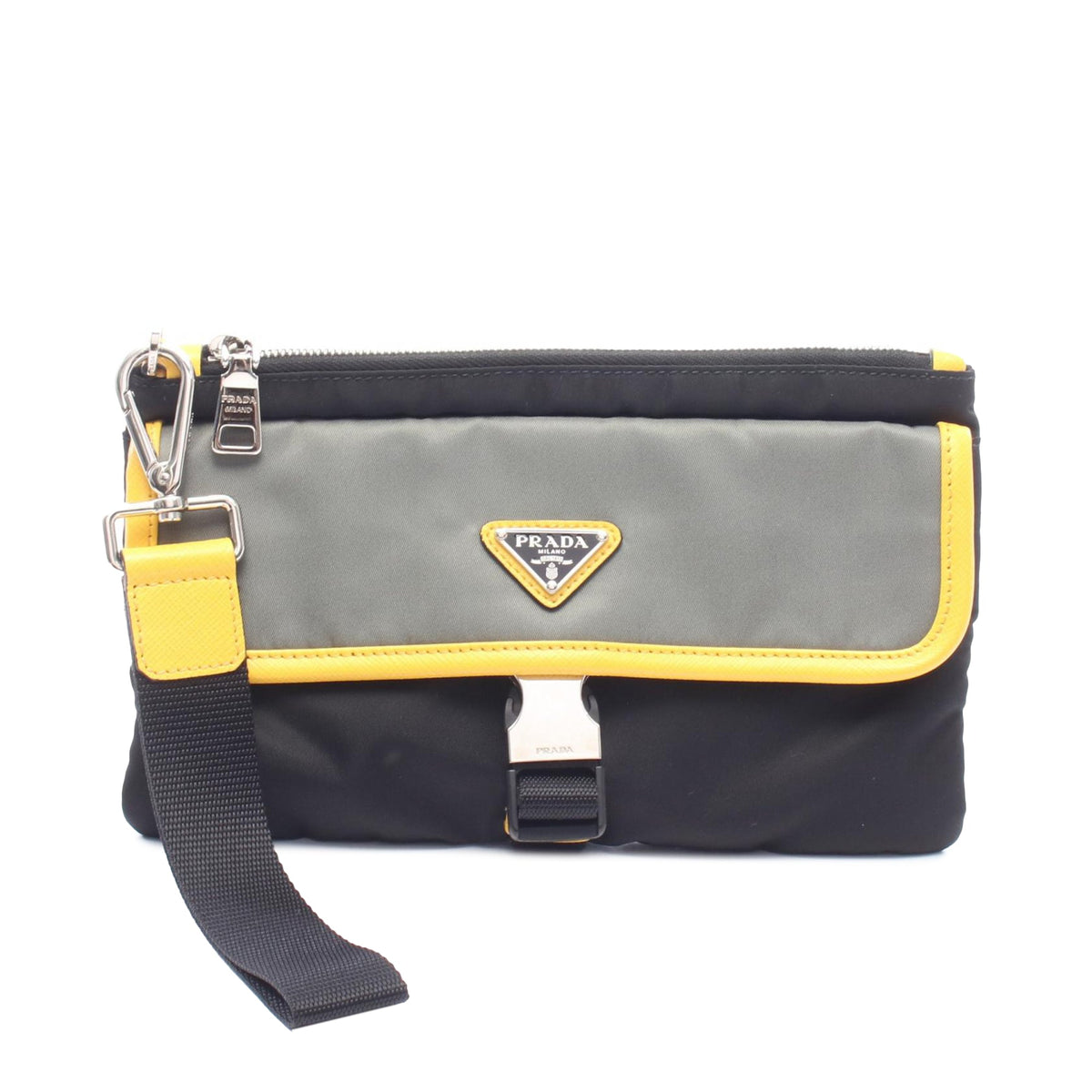 Prada Saffiano Trimmed Tessuto Clutch