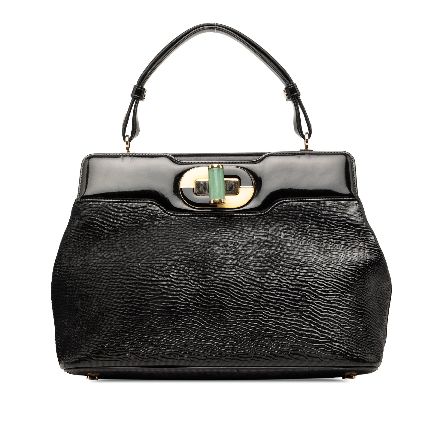 Bvlgari Isabella Rossellini Wrinkled Patent Top Handle Bag