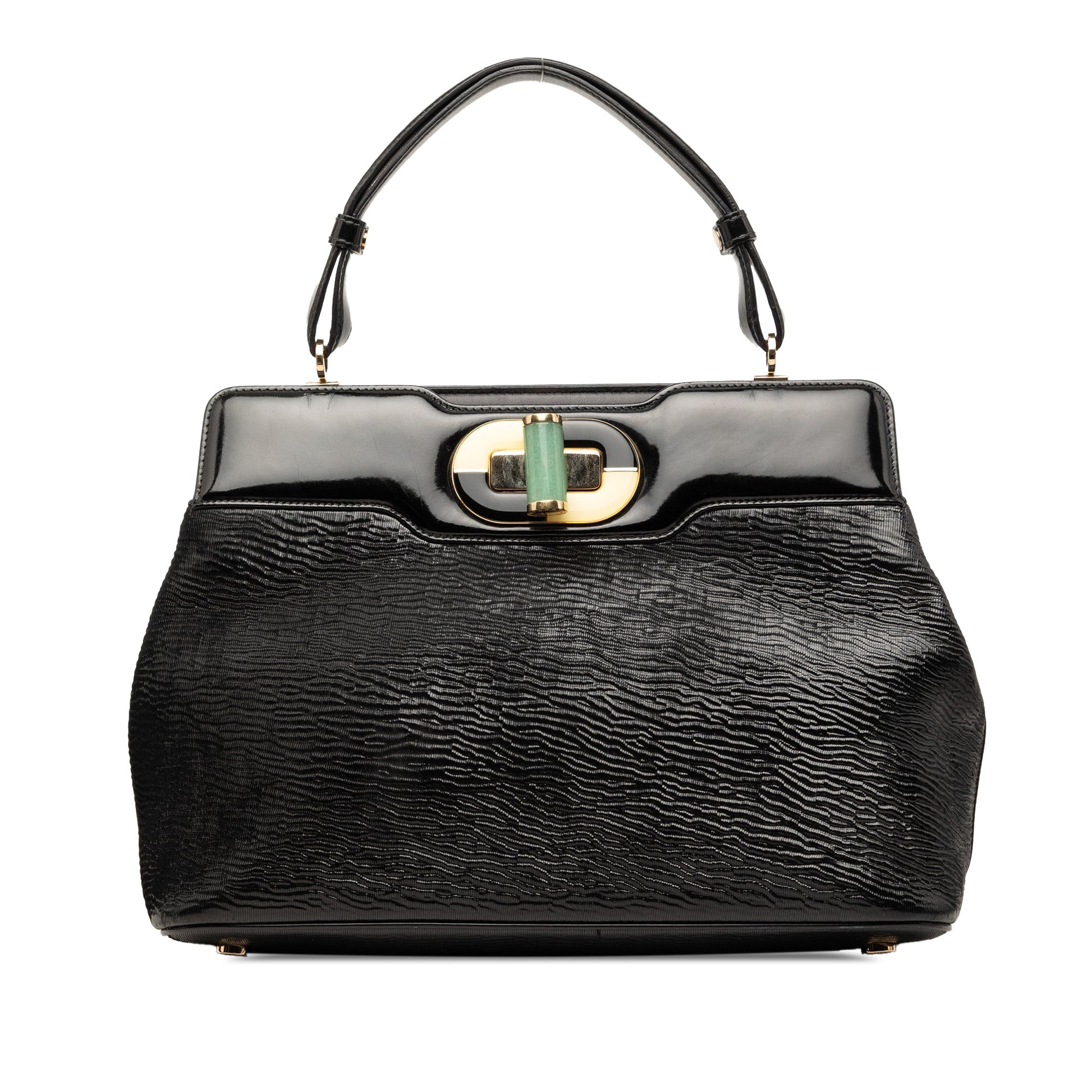 Bvlgari Isabella Rossellini Wrinkled Patent Top Handle Bag