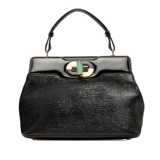 Bvlgari Isabella Rossellini Wrinkled Patent Top Handle Bag