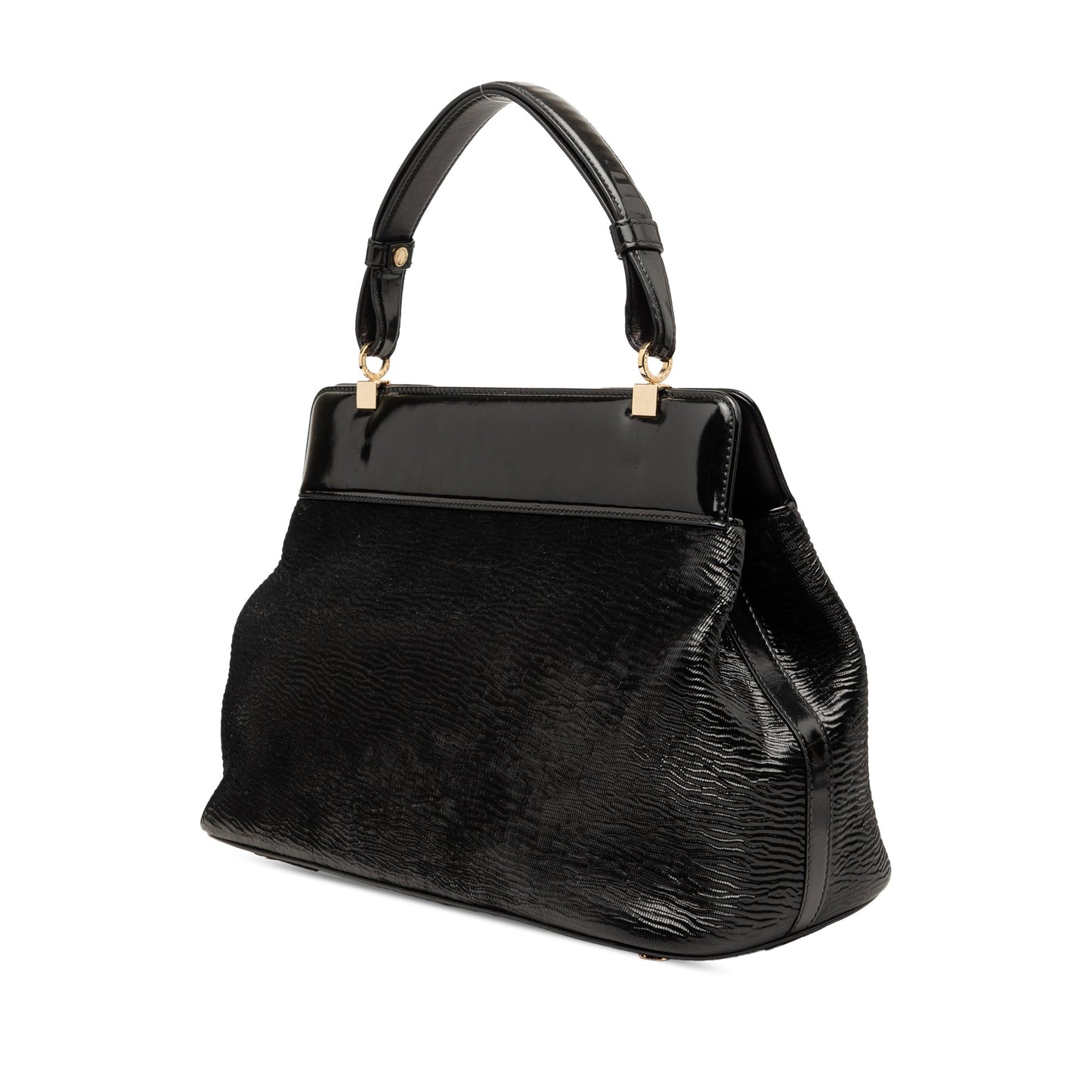 Bvlgari Isabella Rossellini Wrinkled Patent Top Handle Bag