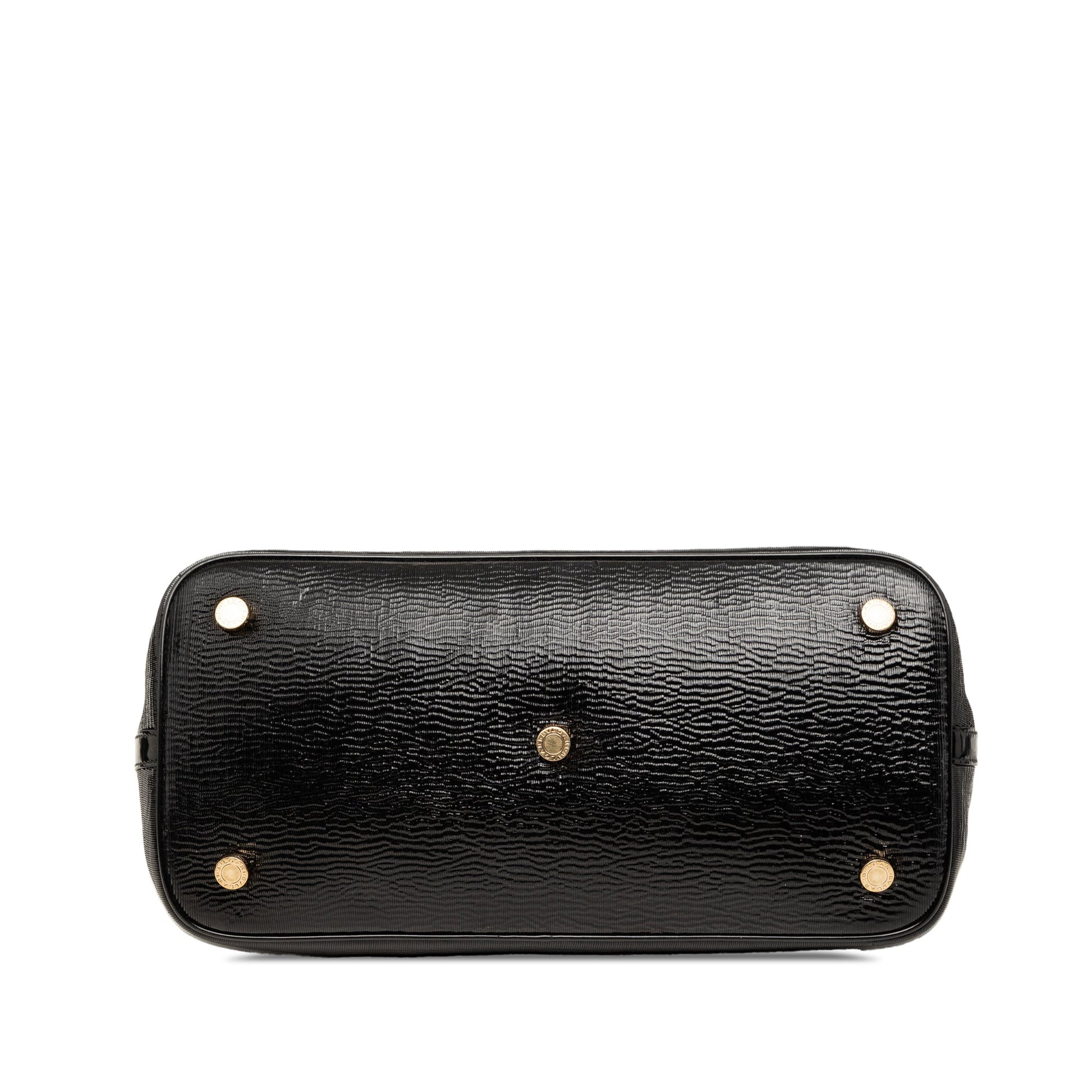 Bvlgari Isabella Rossellini Wrinkled Patent Top Handle Bag