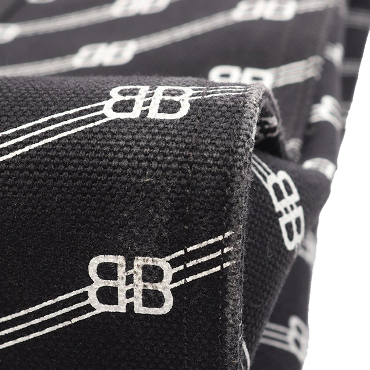 Balenciaga Large BB Monogram Canvas Trade Tote — Black