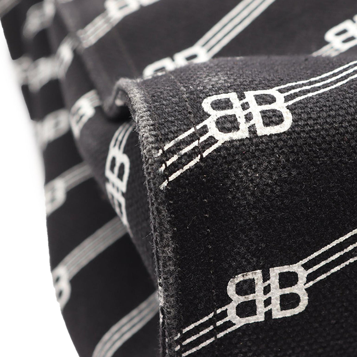 Balenciaga Large BB Monogram Canvas Trade Tote — Black