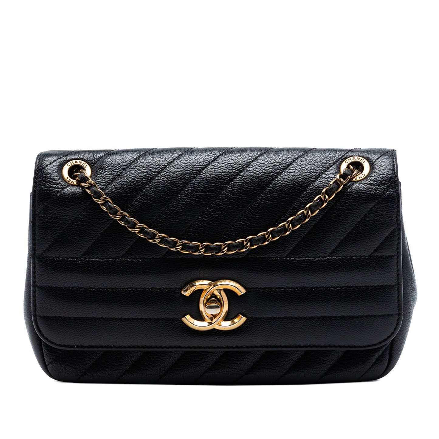 Chanel Small CC Diagonal Quilted Goatskin Flap
