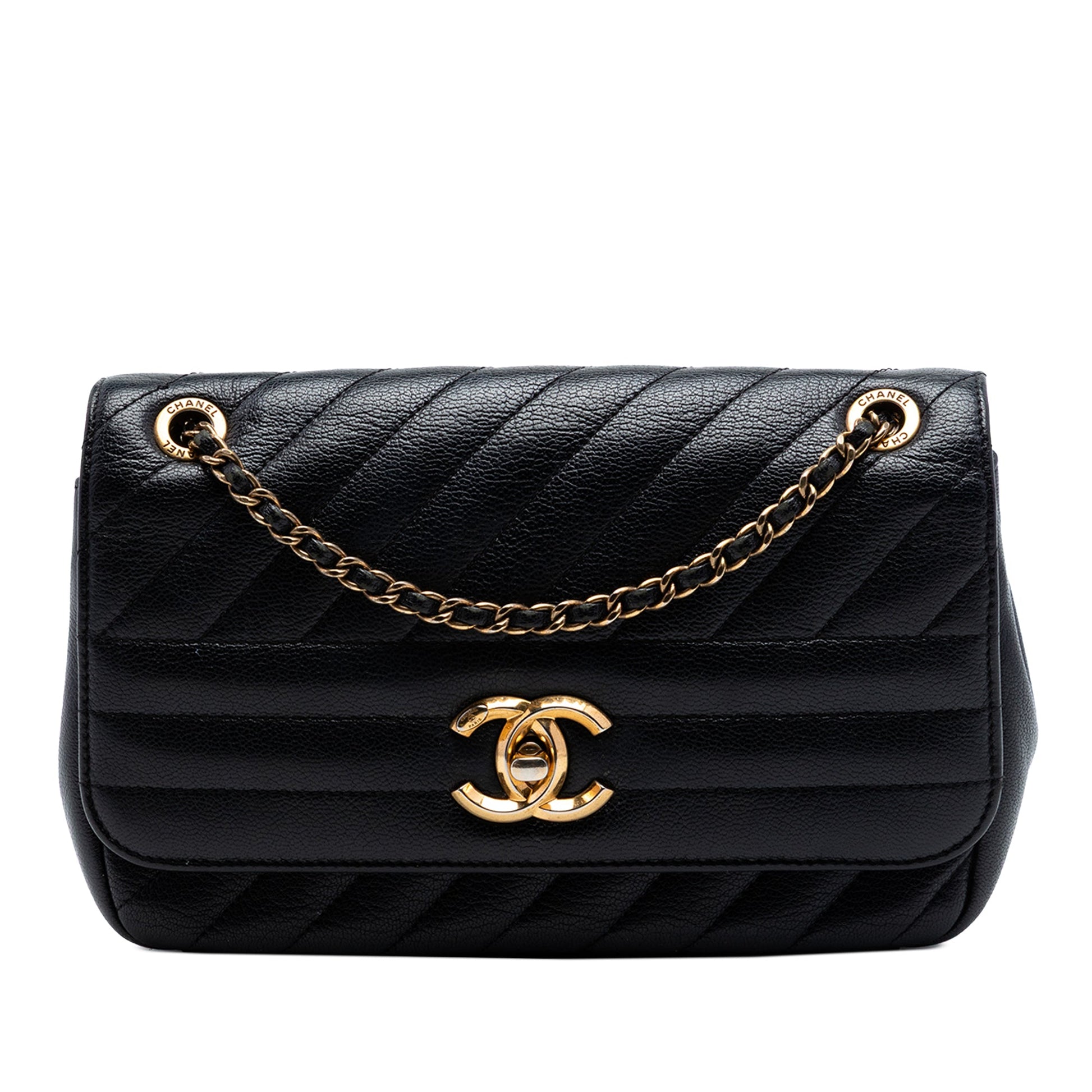 Chanel Small CC Diagonal Quilted Goatskin Flap