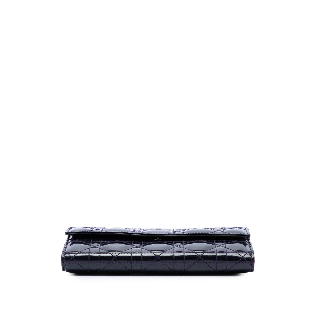 Dior Patent Cannage Lady Dior Wallet On Chain — Purple