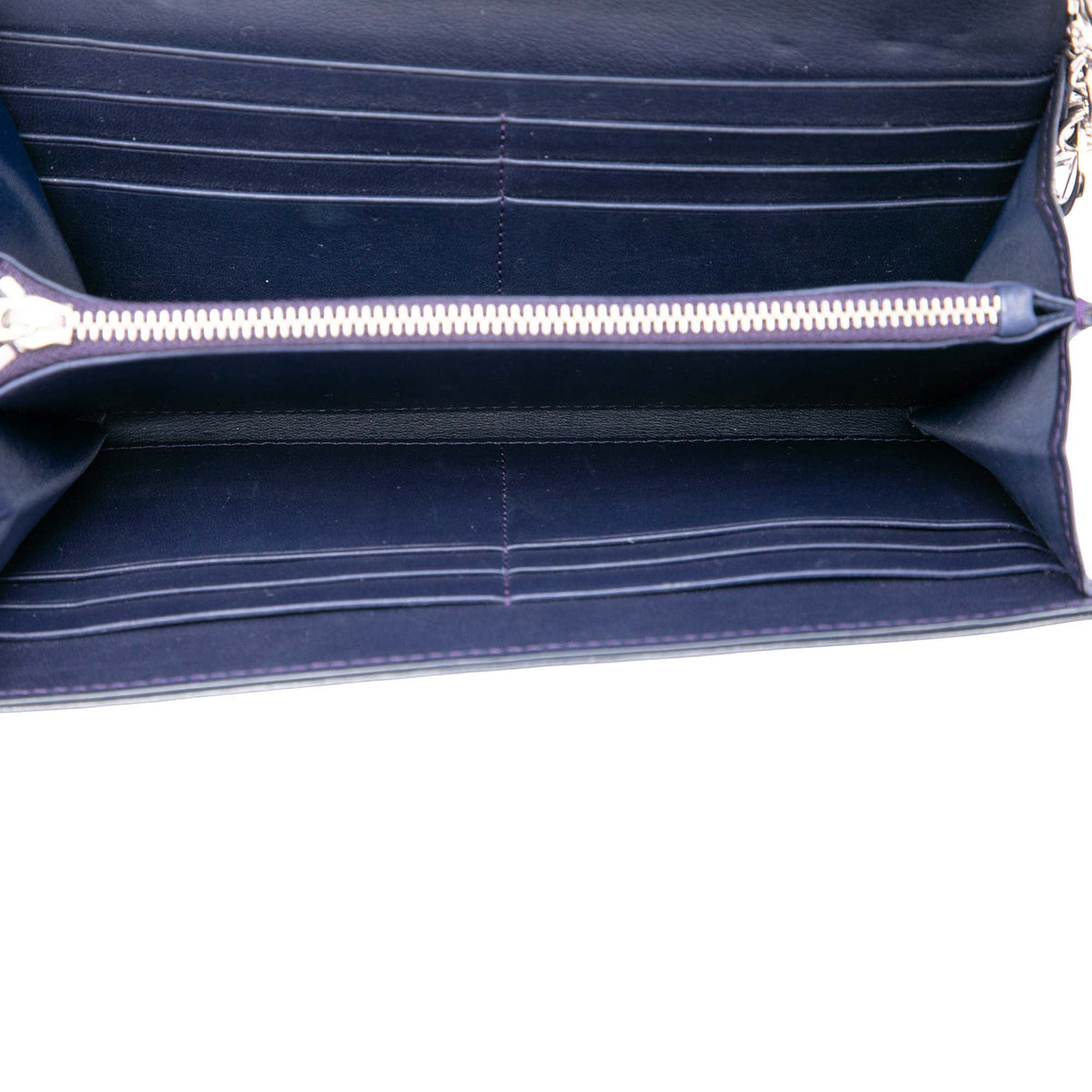 Dior Patent Cannage Lady Dior Wallet On Chain — Purple