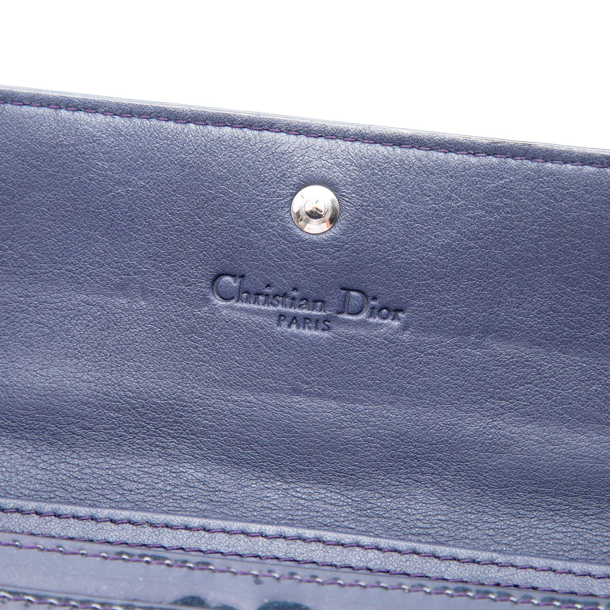 Dior Patent Cannage Lady Dior Wallet On Chain — Purple