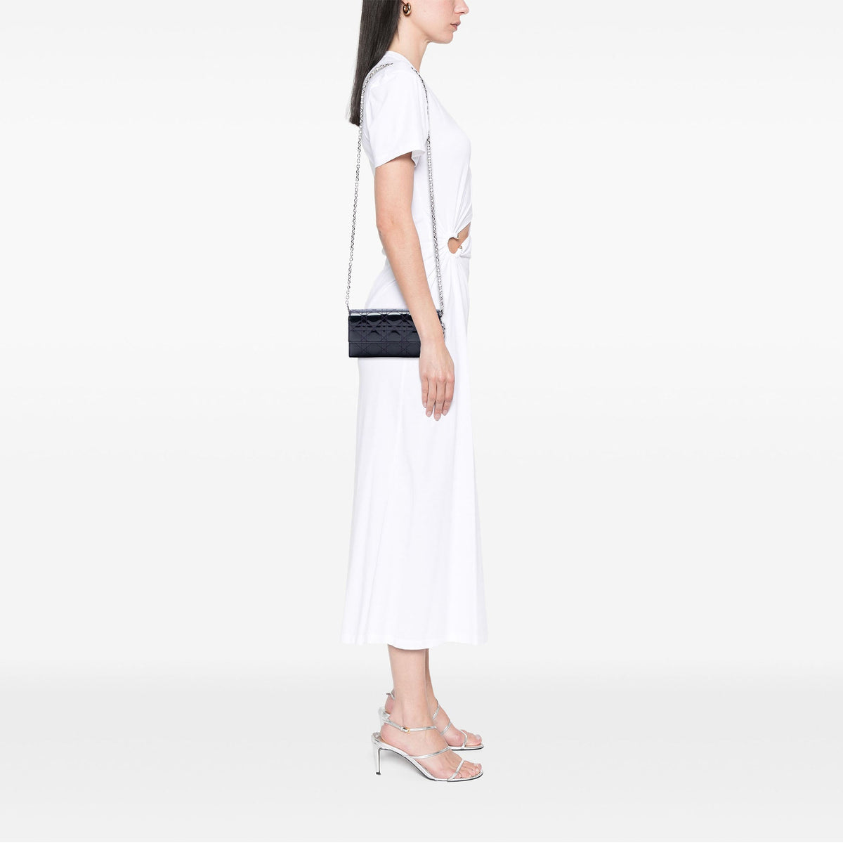 Dior Patent Cannage Lady Dior Wallet On Chain — Purple