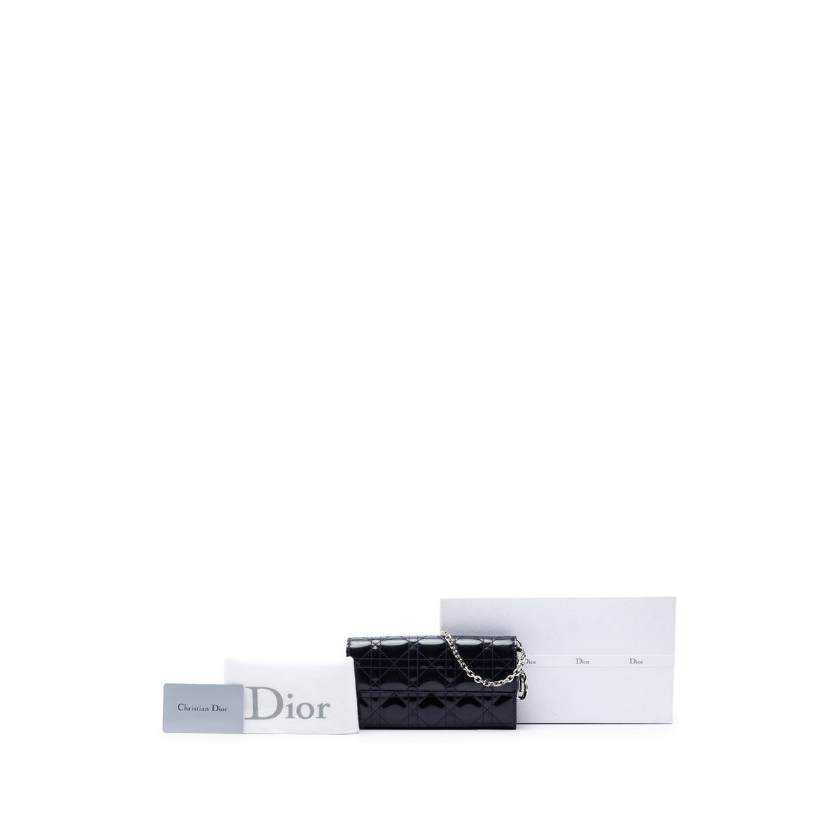 Dior Patent Cannage Lady Dior Wallet On Chain — Purple