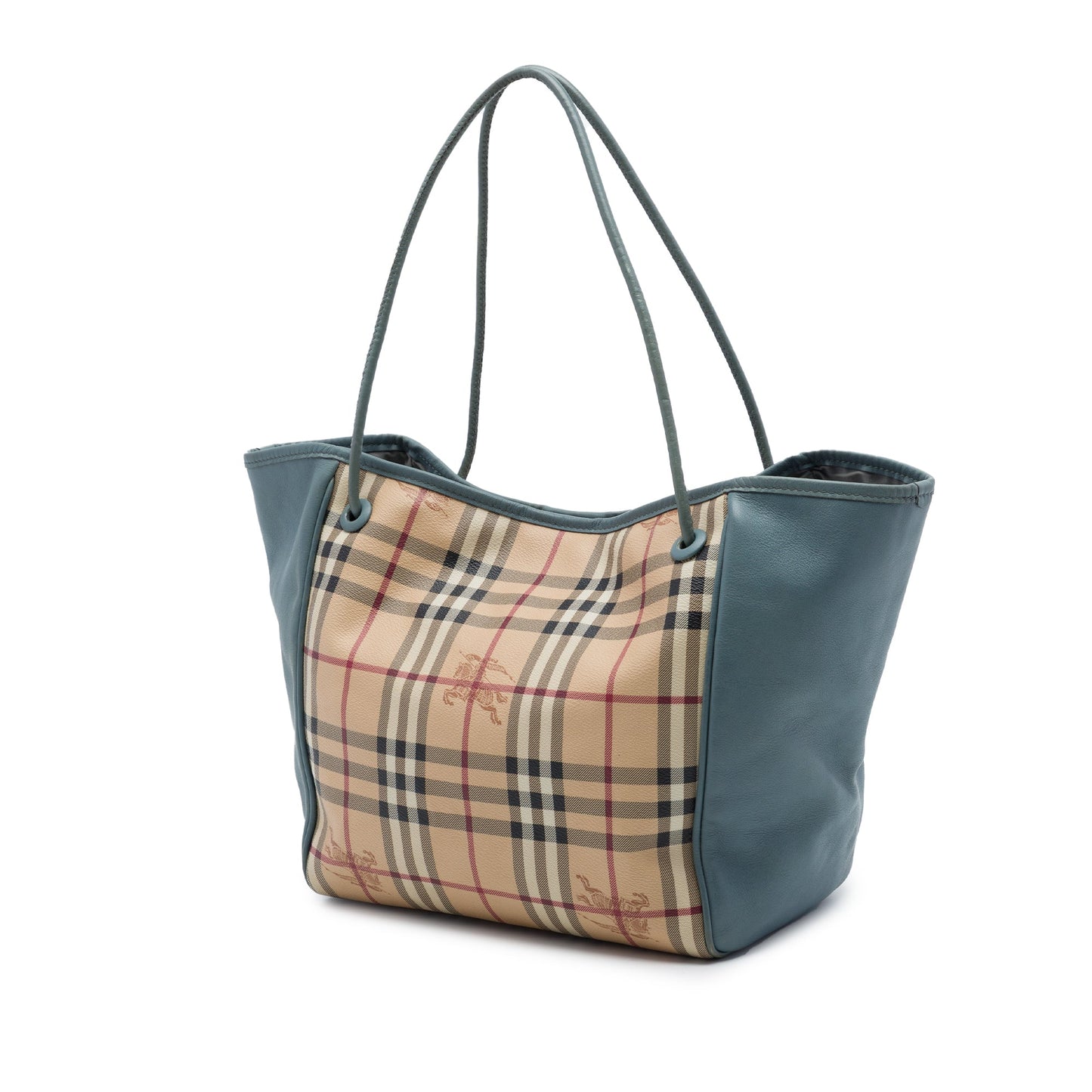 Burberry Small Haymarket Check Coated Canvas and Calfskin Canterbury Tote
