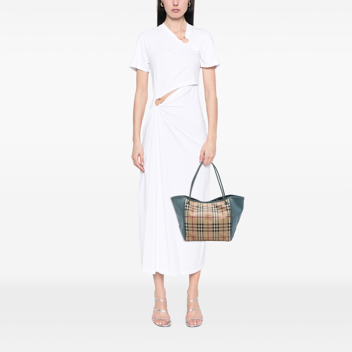Burberry Small Haymarket Check Coated Canvas and Calfskin Canterbury Tote