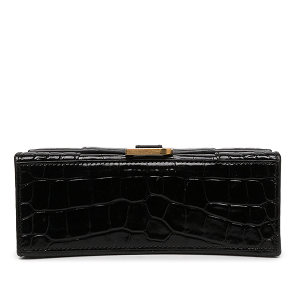 Balenciaga Croc Embossed Calfskin Hourglass Top Handle Bag XS — Black