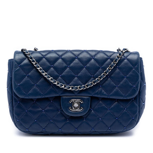Small Quilted Lambskin Beaded Single Flap