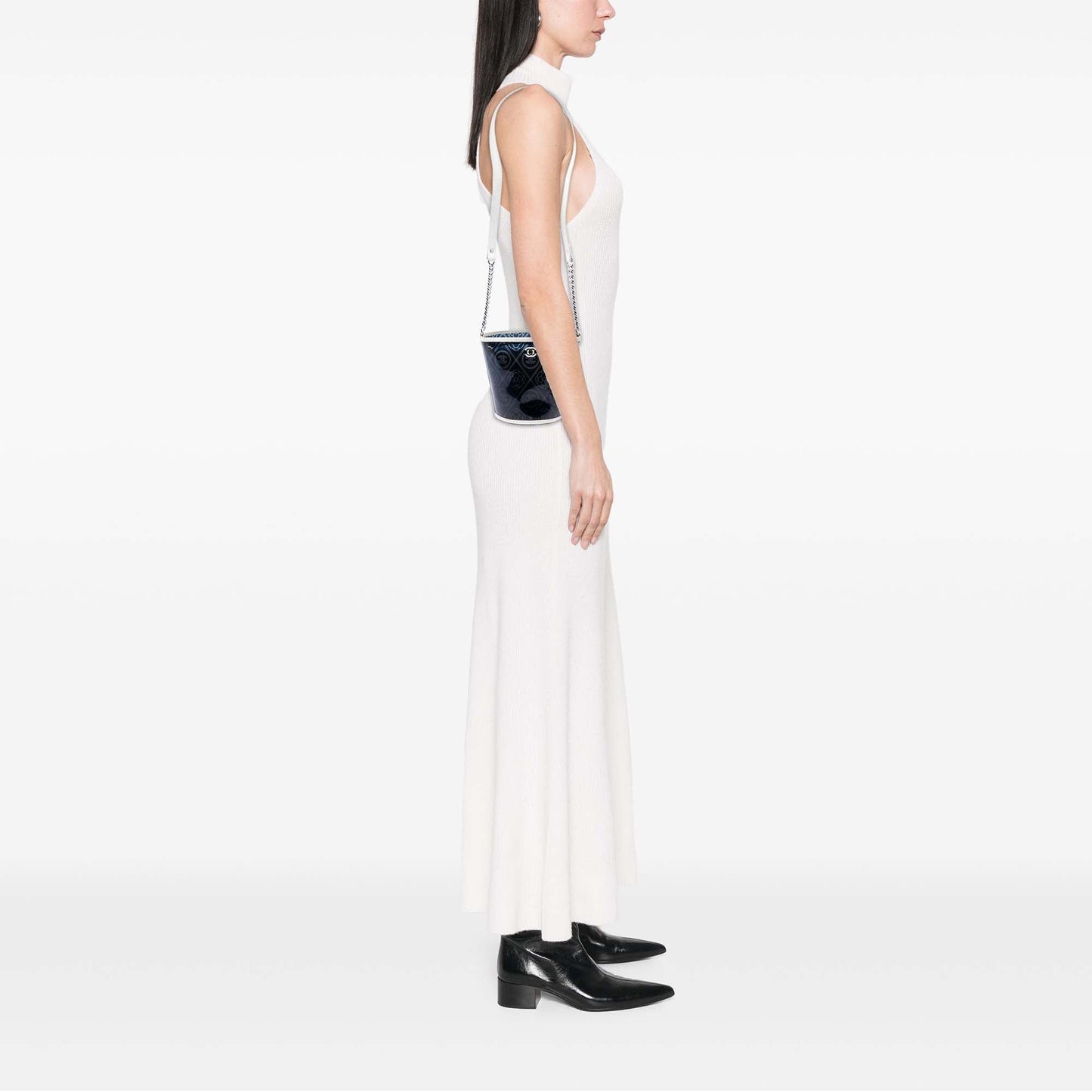 Chanel Small PVC and Crumpled Calfskin Camellia Coco Bucket Bag