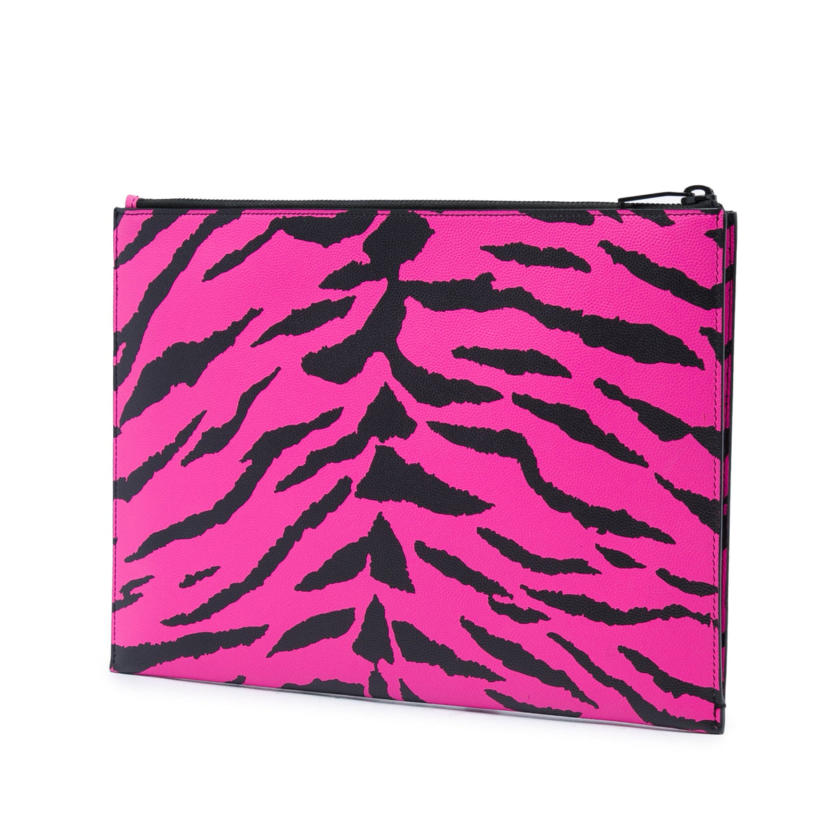 Saint Laurent Grain De Poudre Zebra Print Zip Clutch