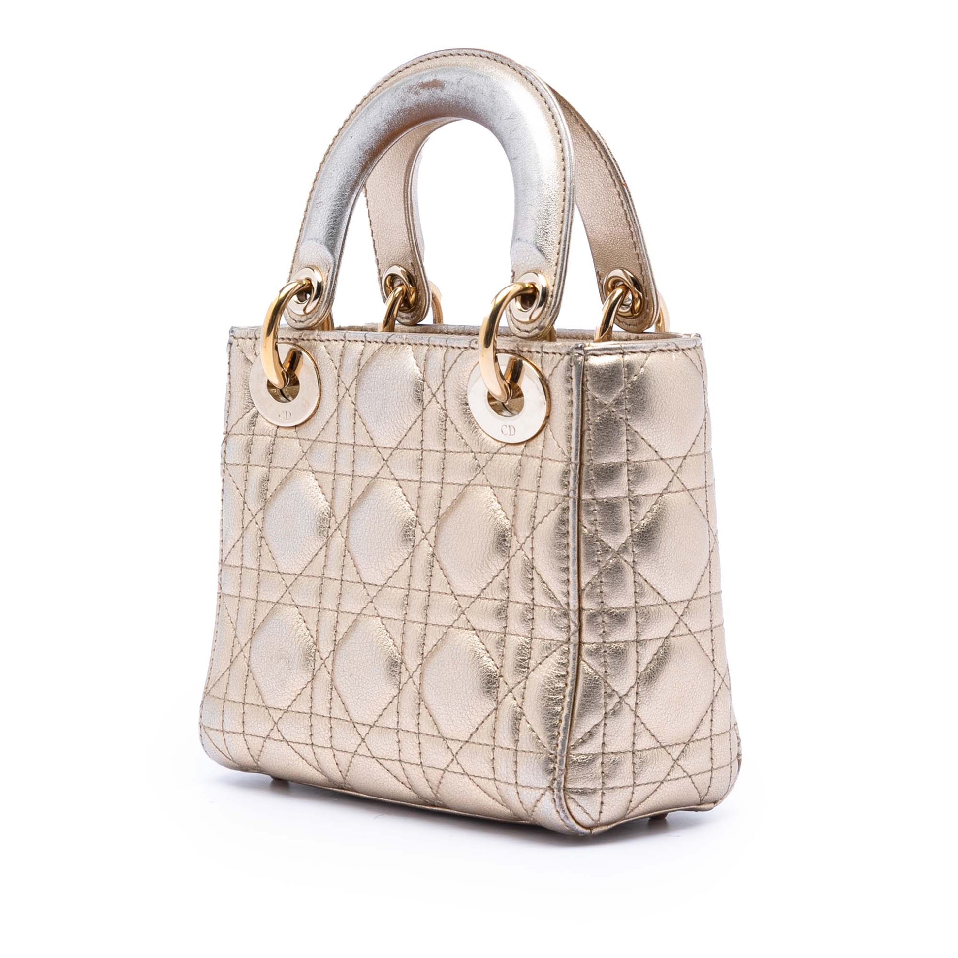 Dior Mini Metallic Lambskin Cannage Lady Dior