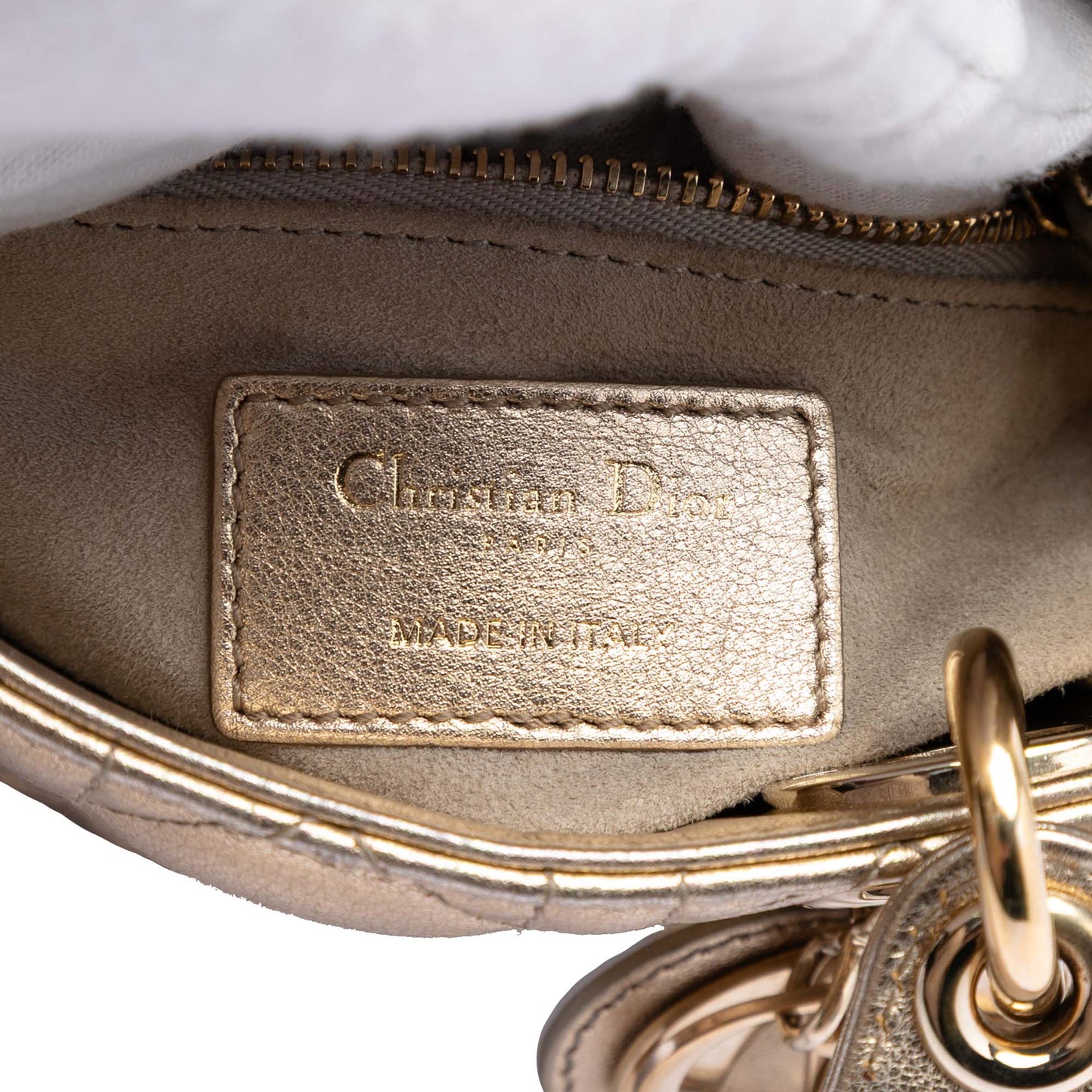 Dior Mini Metallic Lambskin Cannage Lady Dior