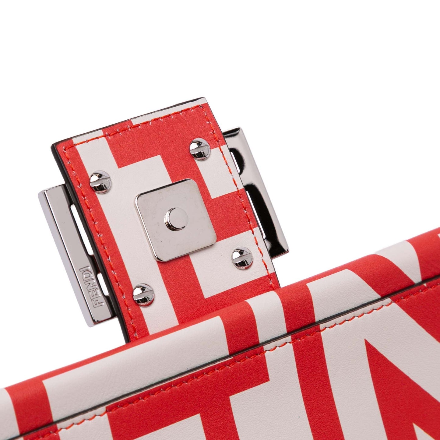 Fendi Marc Jacobs Nappa Vitello King Logo Print Phone Baguette Satchel