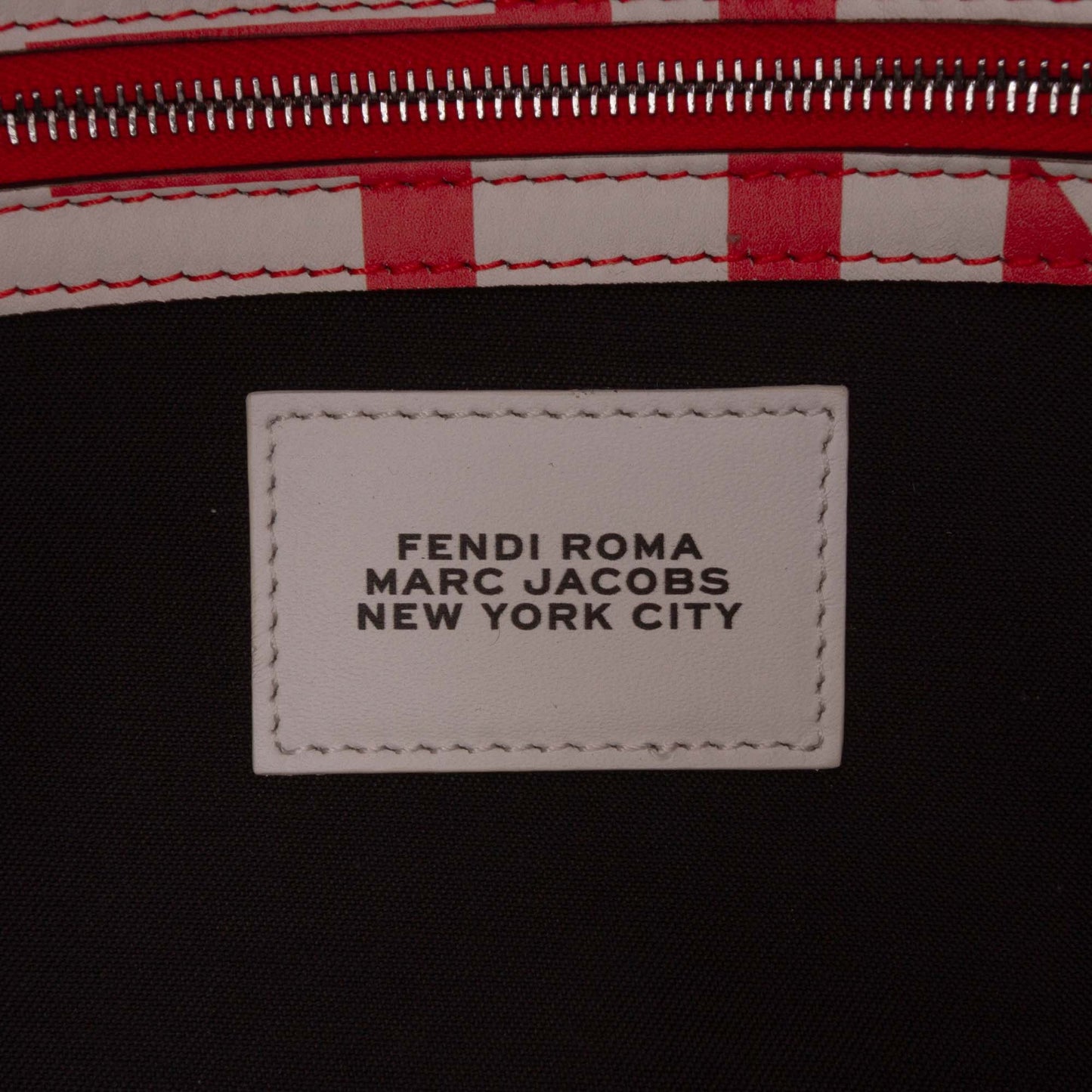 Fendi Marc Jacobs Nappa Vitello King Logo Print Phone Baguette Satchel