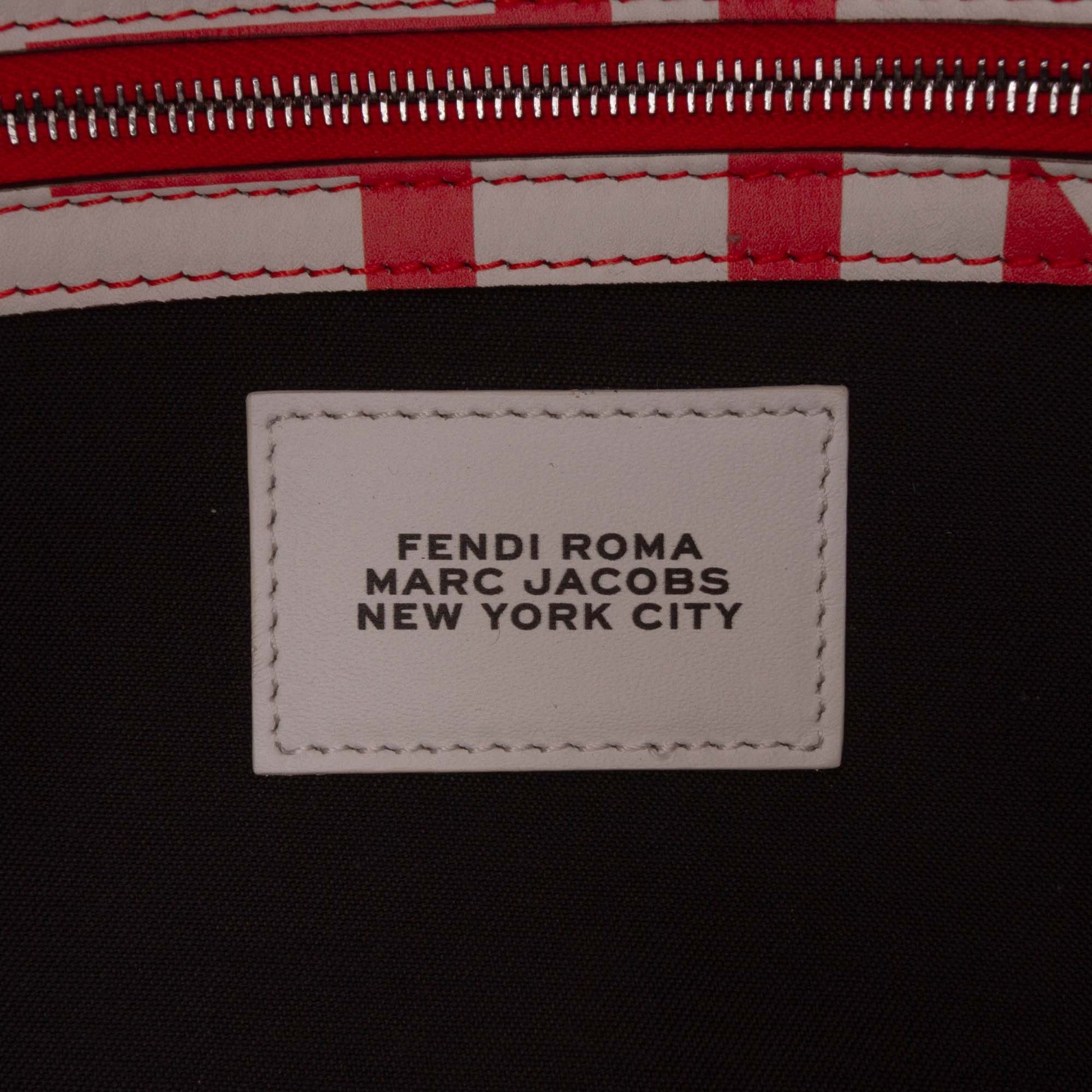 Fendi Marc Jacobs Nappa Vitello King Logo Print Phone Baguette Satchel