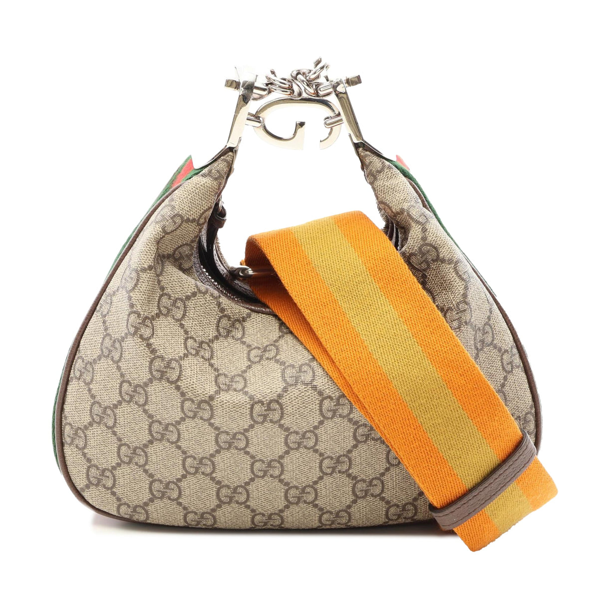 Gucci Small GG Supreme Web Attache Crossbody — Beige