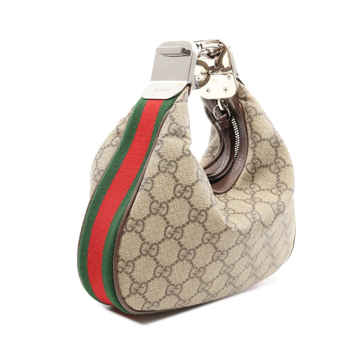 Gucci Small GG Supreme Web Attache Crossbody — Beige