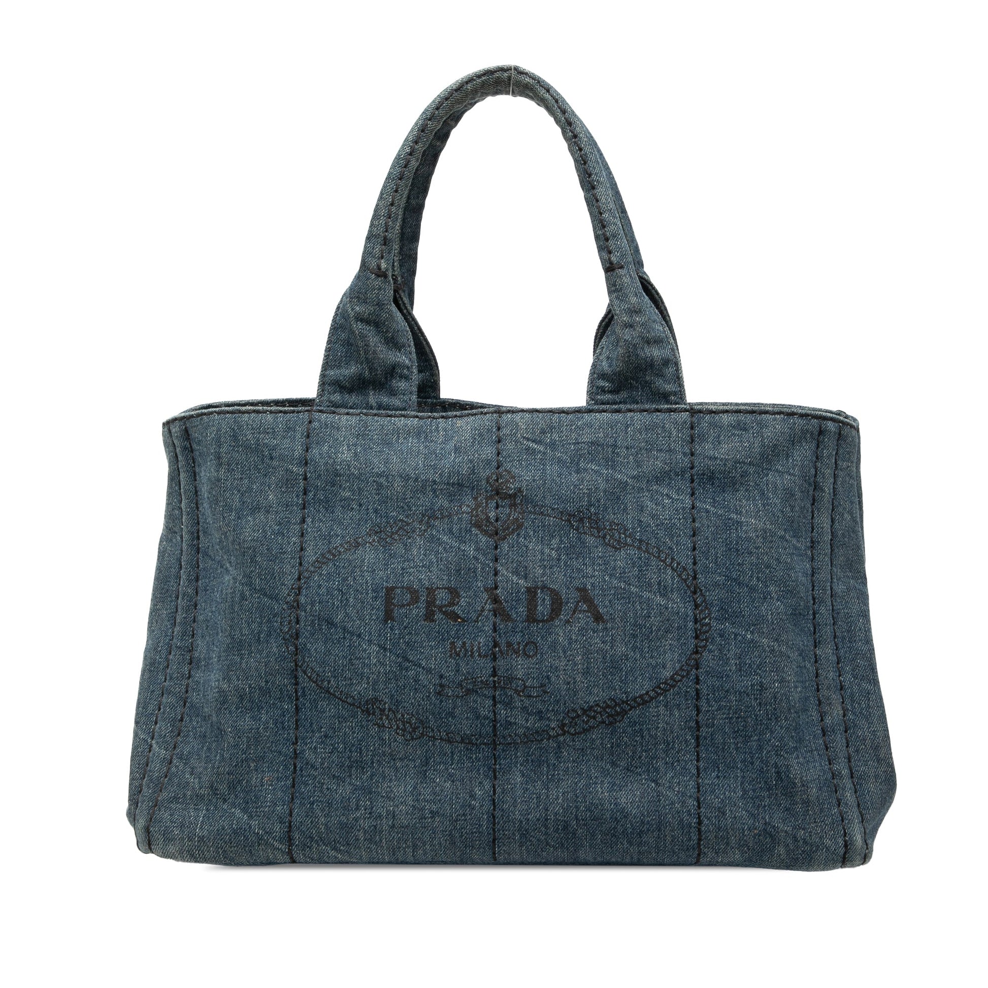 Prada Denim Canapa Logo Satchel