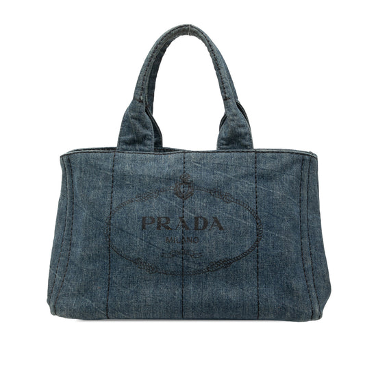Prada Denim Canapa Logo Satchel