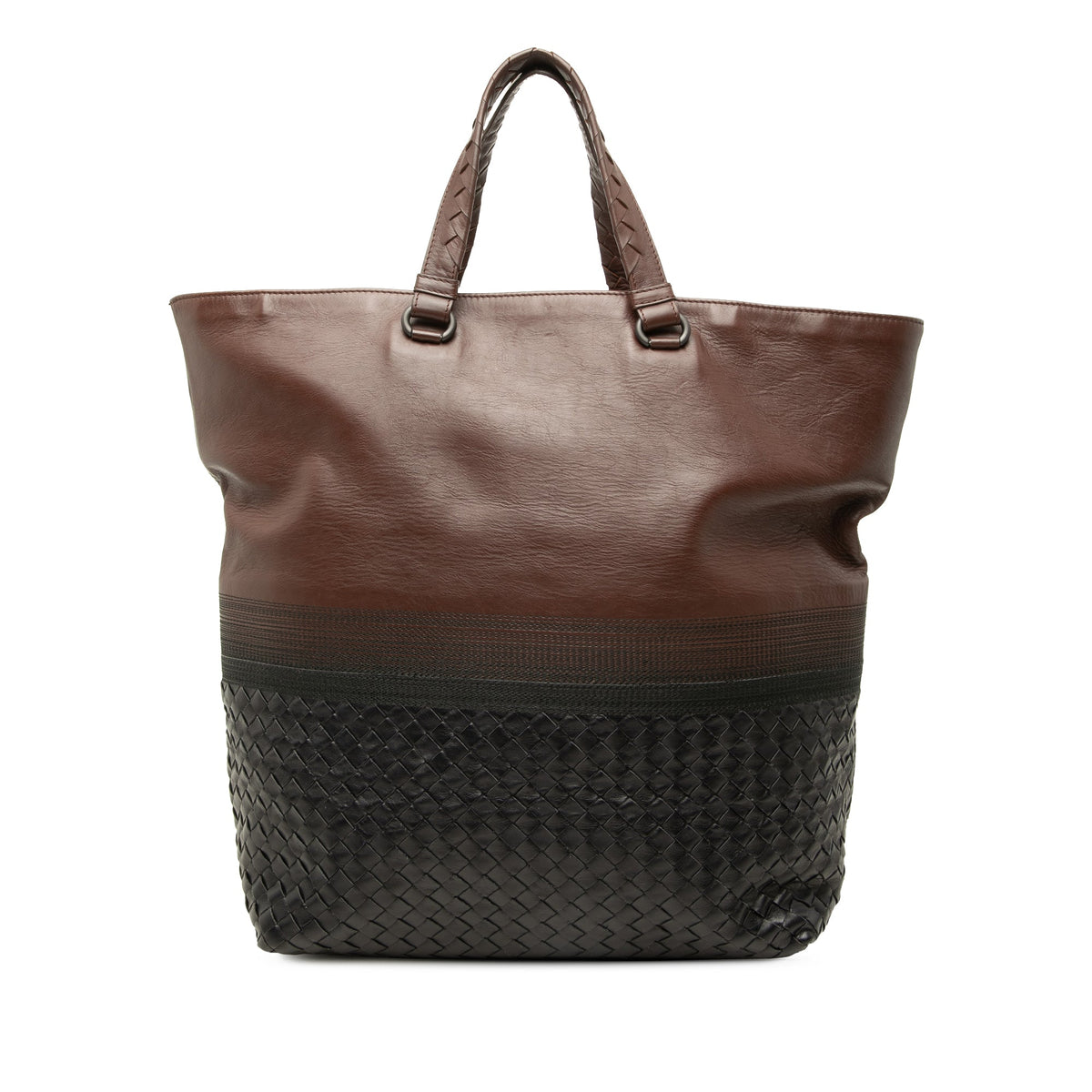 Bottega Veneta Bicolor Nappa Intrecciato Tote — Brown