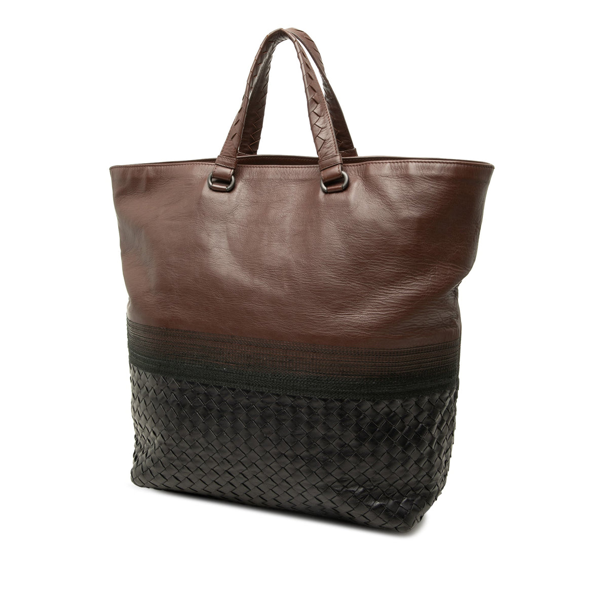 Bottega Veneta Bicolor Nappa Intrecciato Tote — Brown