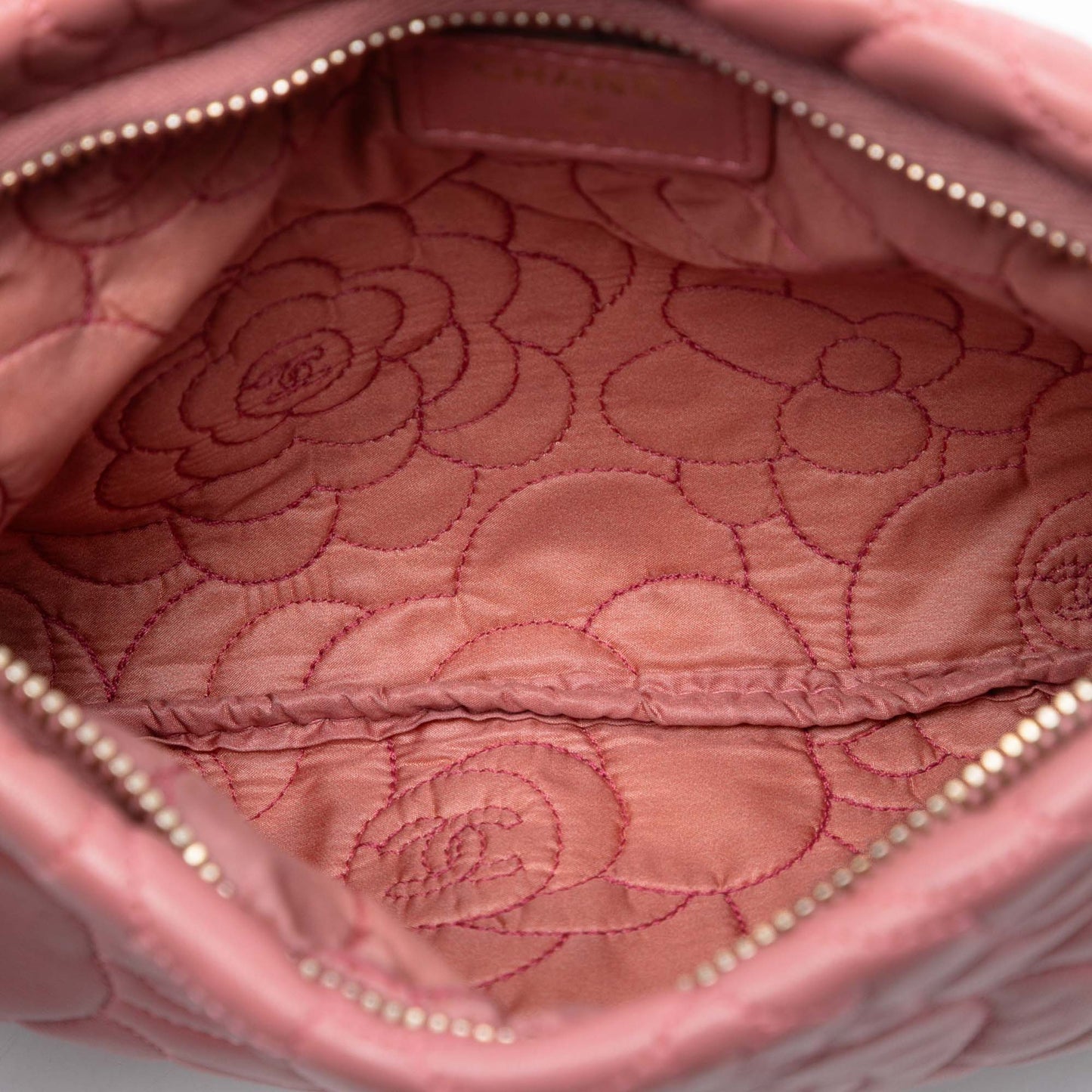 Chanel Embossed Lambskin Camellia Chain Pochette